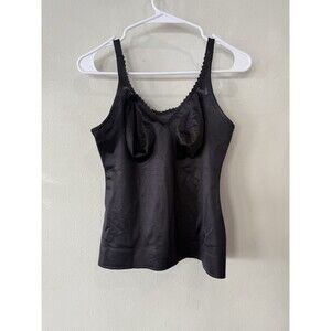 Ruby Ribbon Women’s 38 Cami Support Shapewear Tank 3012 Black Satin Camisole